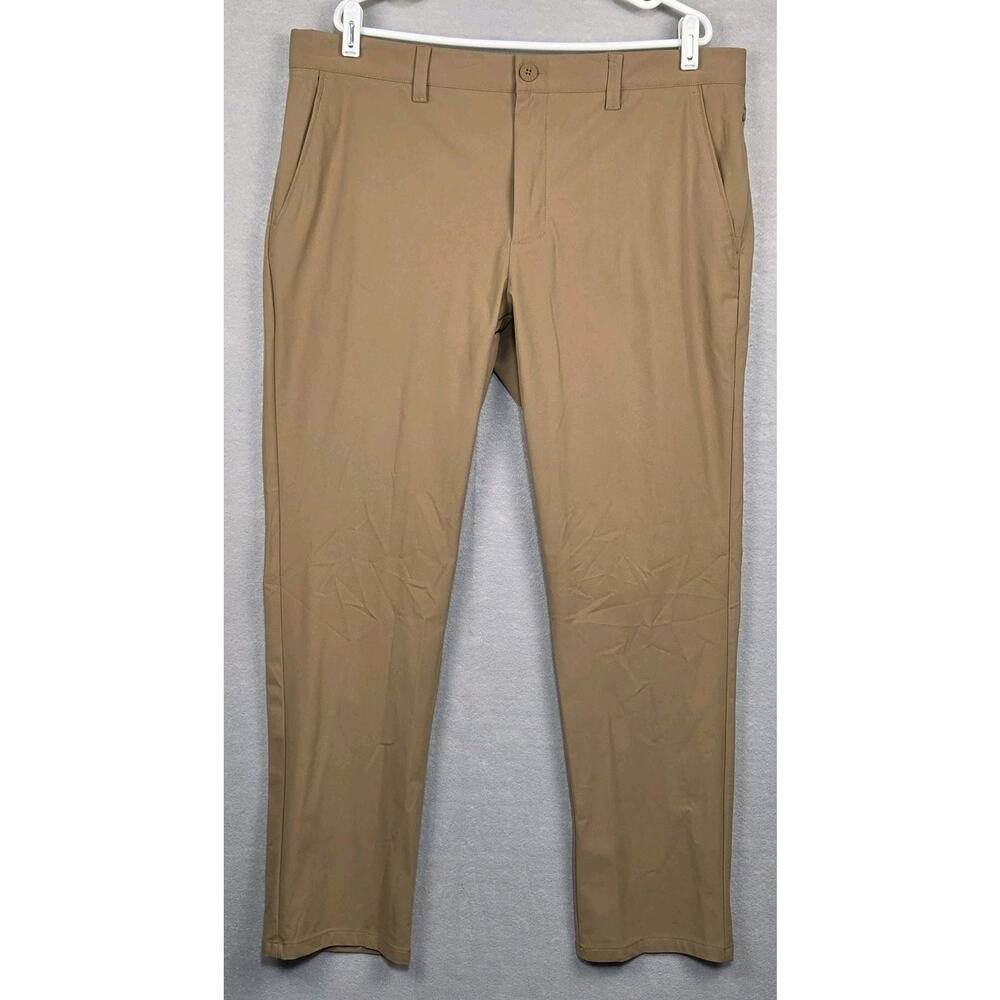 FLX Premium 4 Way Stretch Flat Front Mens Brown Pants 38x30 NWT